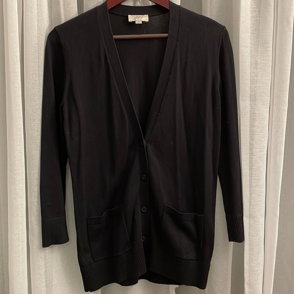 LOFT size small black button down cotton cardigan - Picture 1 of 4